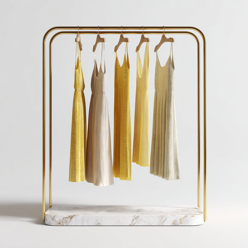 Modern Gold Clothing Rack with Marble Base