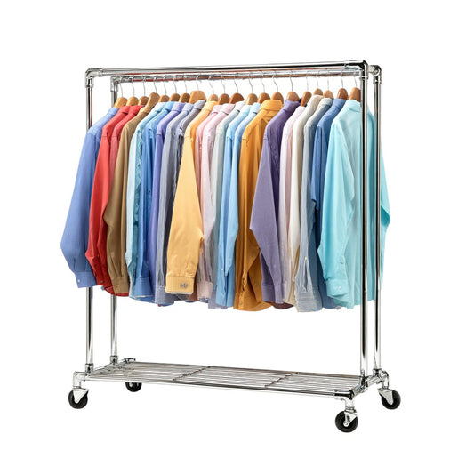 Adjustable Double Rail Rolling Garment Rack