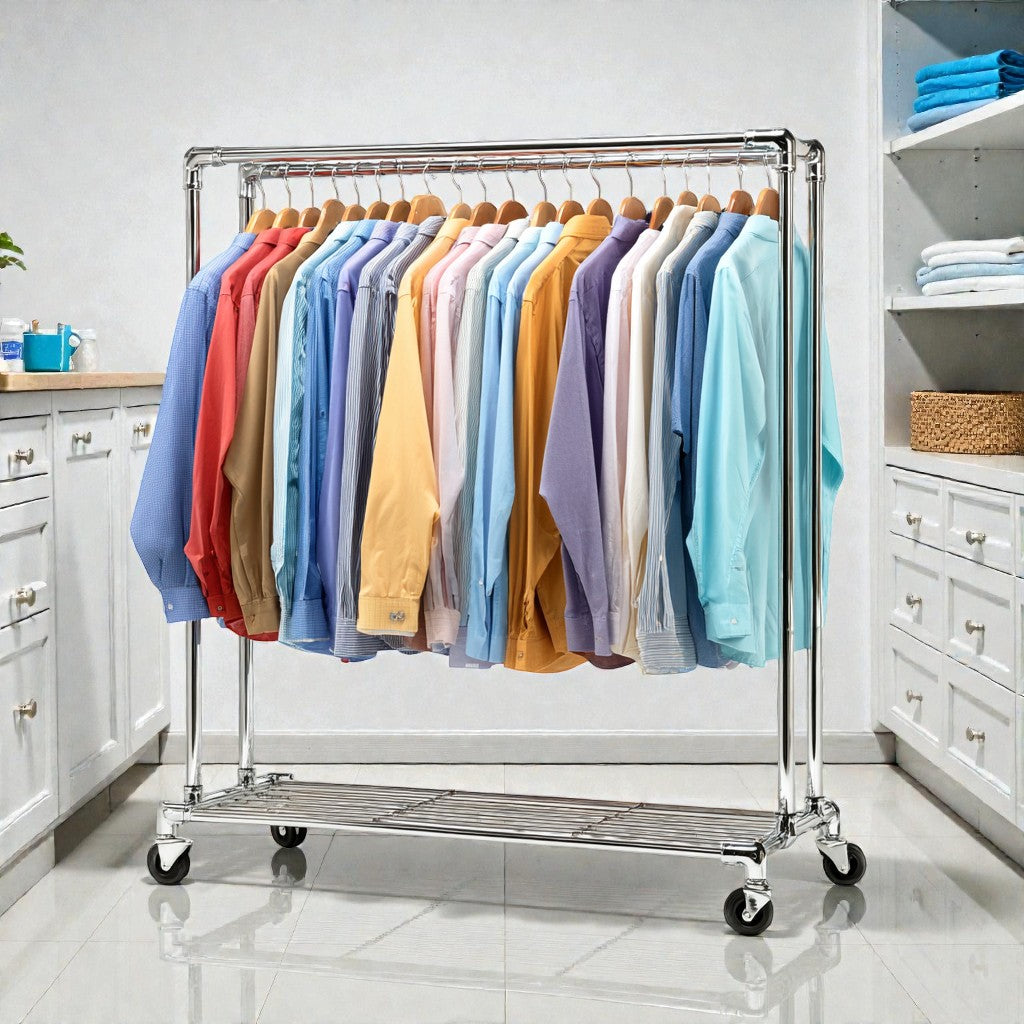 Adjustable Double Rail Rolling Garment Rack