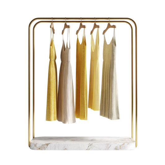 Modern Gold Clothing Rack with Marble Base