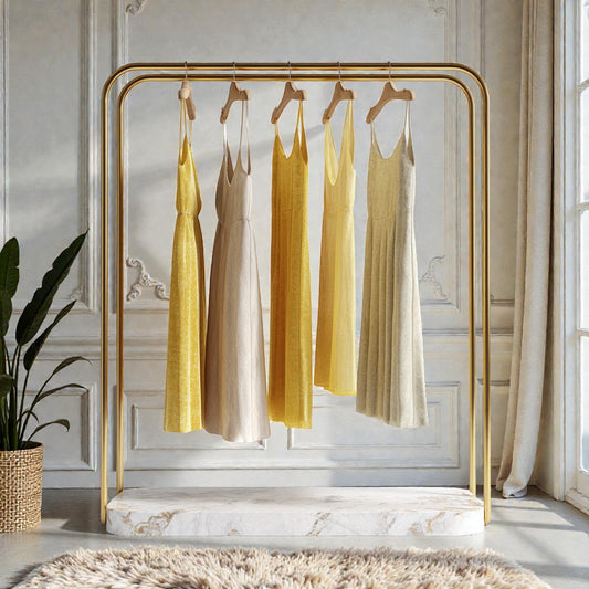 Modern Gold Clothing Rack with Marble Base